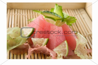 raw tuna decorated