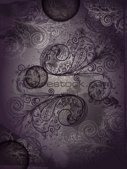 vector invitation template with abstract  floral pattern with gr