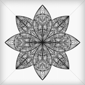vector abstract highly detailed nonochrome flower