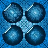 vector highly detailed blue snowflake stickers on seamless 