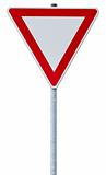 german give way sign with clipping path