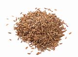 pile dill seeds on white background