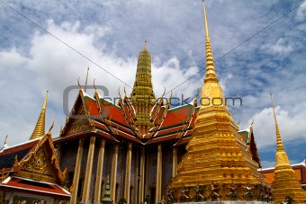 Magnificent Golden Stupa in Wat Phra Kaeo, Grand Palace (Bangkok