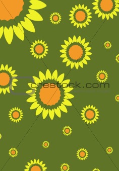 Sunflowers on green