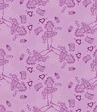Baby girl vector seamless pattern. Glamour background