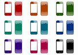 mobile phones front and back in nine colors