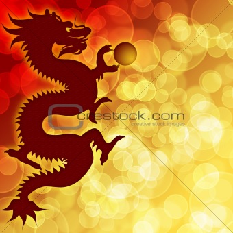 Happy Chinese New Year Dragon with Blurred Background