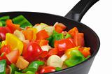 Roasting pan with the vegetables.