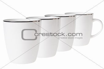 Four empty cup standing in line