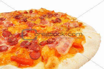 Pizza with  sausage  and bacon