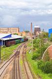 Industrial landscape. Railway station.