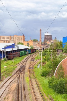 Industrial landscape. Railway station.
