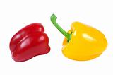 Two peppers - red and yellow in a piquant position