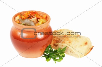 Roast in a pot and pita bread