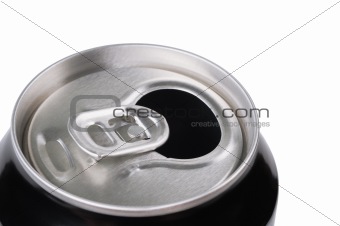 Opened aluminum can for soft drinks or beer