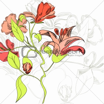 Template for floral card 