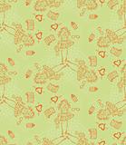 Baby girl vector cartoon seamless pattern. Glamour background