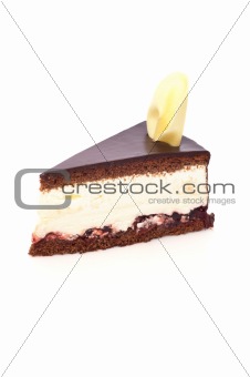 Piece of cake with chocolate glaze