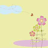 Springtime flora postcard with ladybird