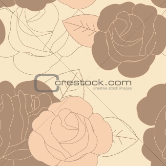Abstract pink rose seamless pattern
