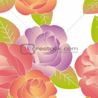 Abstract pink rose seamless pattern