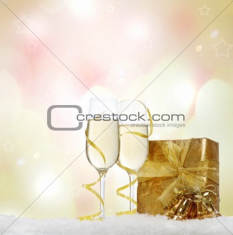 Christmas still life with champagne