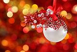 Christmas tree decorations on lights background