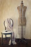 Antique dress form and chair with vintage look