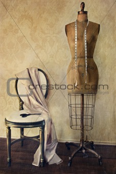 Antique dress form and chair with vintage feeling