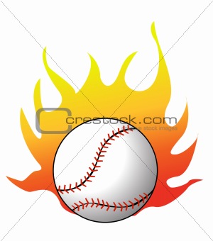 Baseball with flames vector