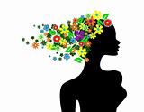 Beautiful girl with flowers in hair vector illustration