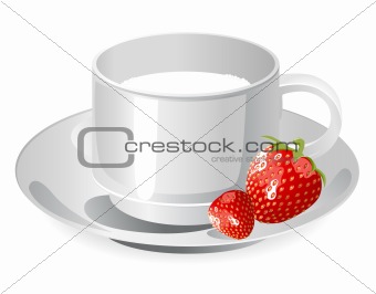 cup of milk and strawberry