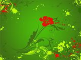 green background with red flower