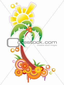 colored background with palm