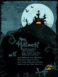 Halloween vector template with haunted castle