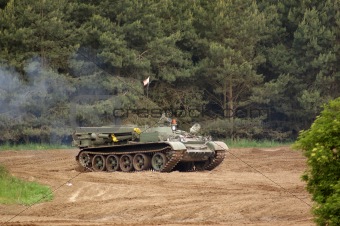 tank driving on dirty ground