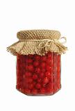 Canned red currant berries in jar