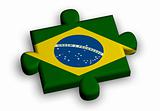 Color puzzle piece with flag of brazil