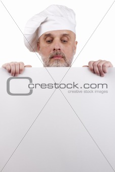 Chef Holding a Sign