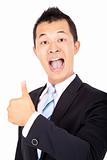 happy asian Businessman with thumb up  isolated on white