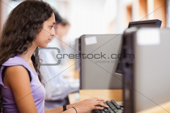 Cute student using a computer