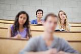 Focused students listening during a lecture