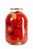 red tomatoes in a glass jar