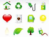 abstract green eco icon set