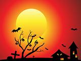 abstract halloween background with tree