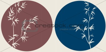 Chinese bamboo branches on circle background