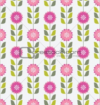 Seamless pink spring or summer flowers pattern