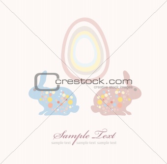 Cute easter rabbit and egg card