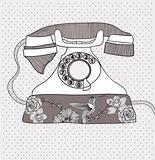 Background with retro telephone. Vector vintage illustration. Te