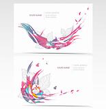 Vector business card set with floral elements. Backgrounds with 